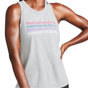 Peloton Go-To Racer Tank in Gray with “Together We Go Far” Multicolor Print